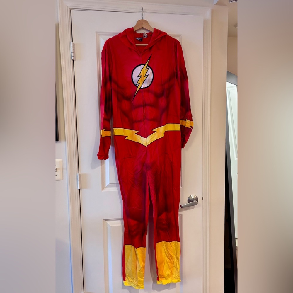 Adult DC Comics Justice League Superhero The Flash Hooded One Piece Pajama